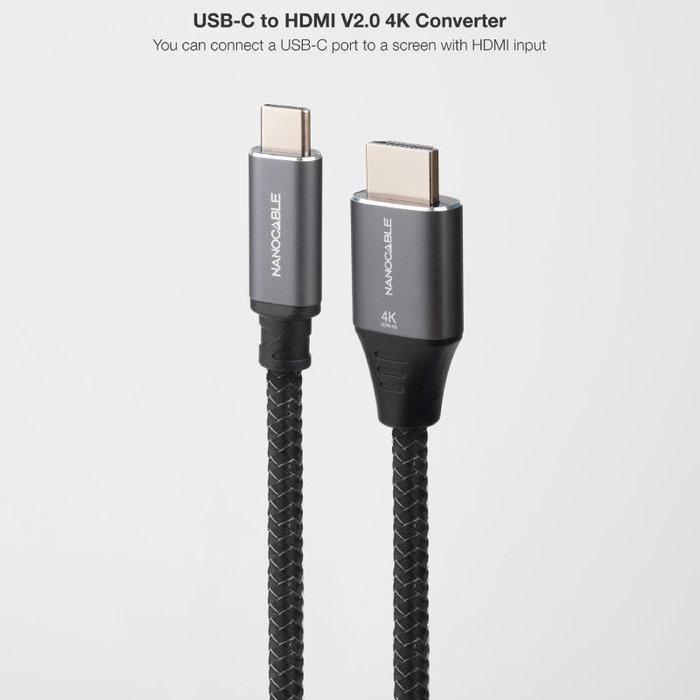 Nanocable Cable USB-C a HDMI 2.0 4K 60Hz 1.8m Negro Nanocable Cable USB-C a HDMI 2.0 4K 60Hz 1.8m Negro